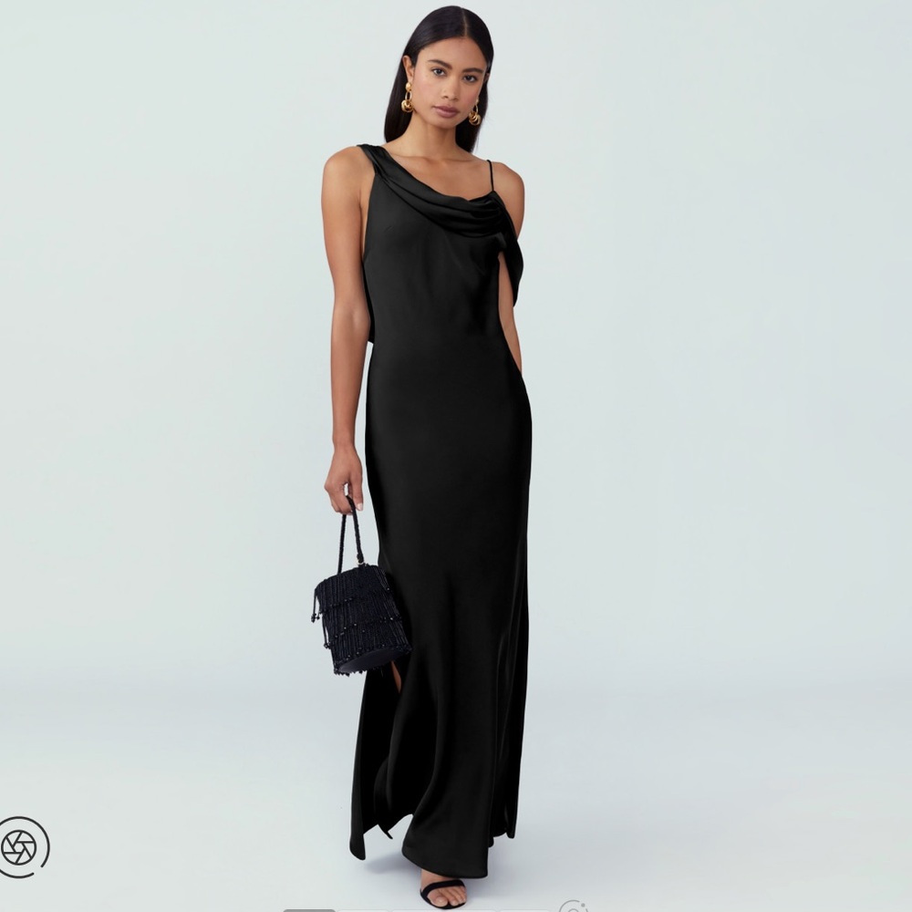 Fame and Partners black satin dress